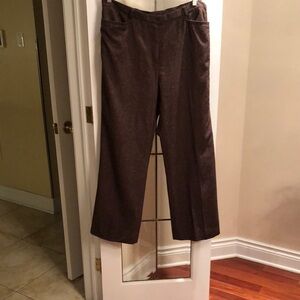 Brown Wide-Leg Wool Trousers